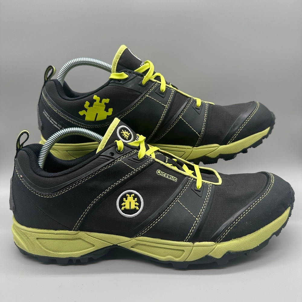 Icebug Pytho2 BUGrip Trail Running Shoes Mens 12.5 Black Lime‎ Studded Traction